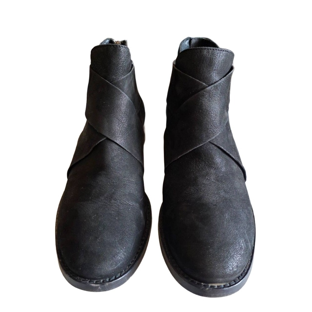 Eileen Fisher Boots Womens 7 Black Ankle Block Heel Suede Zipper Stylish - Picture 9 of 10